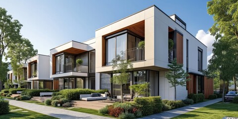 Style model house, Exterior atmosphere, luxurious, renderings, architecture.