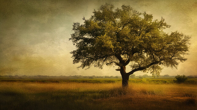 A photograph of a summer tree conveys harmony between light and dark sections of the texture, as i