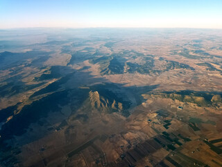 Airplane aerial view of Spain - 713506526