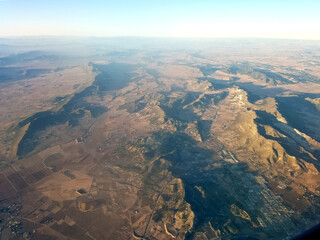 Airplane aerial view of Spain - 713506557