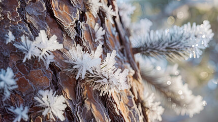 In the photo, the crystalline structures of hoarfrost are visible, as if they create unique patter