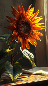 Photo of a sunflower with golden petals ai generative photo