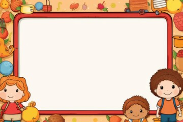 Fototapeta premium Group of Children In Front of Picture Frame
