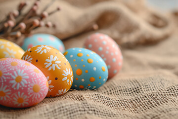 Fototapeta na wymiar Happy Easter colorful eggs 