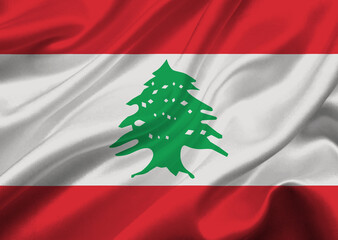 Lebanon flag waving in the wind.