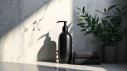 The shampoo, captured in the photo, appears as an ideal union of elegant design and functional ben - obrazy, fototapety, plakaty