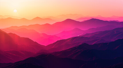 The sun's rays play on the mountains, staining them in the shades of coral and purple, like a magn