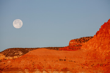 Full Moon Setting Over Capitol Reef National Park Utah