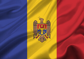 Moldova flag waving in the wind.