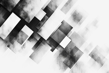 Abstract graphic background with geometric rectangle elements in black and white, creative and...