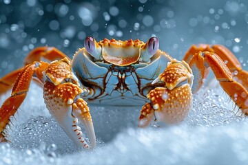 Close-up of a large crab in its natural habitat
