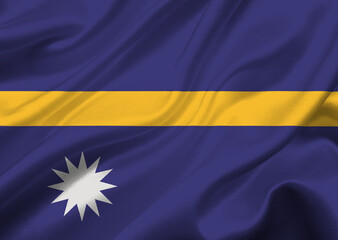 Nauru flag waving in the wind.