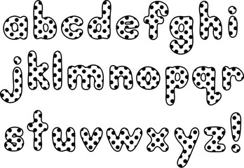 Lowercase Polka Dot Birthday Alphabet Letters Clipart - Transparent Outlines