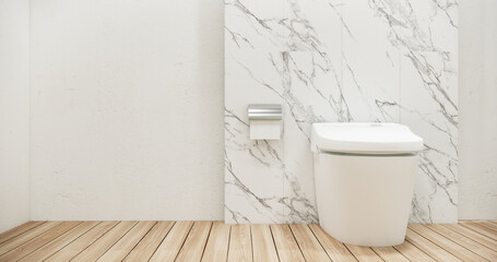 Fototapeta na wymiar White Toilet and decoartion on modern zen toilet room japan style