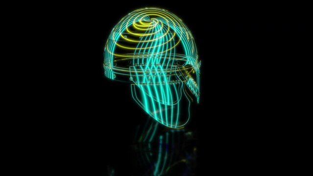 Rendering 3D animation, Spangenhelm helmet PL model on a black background