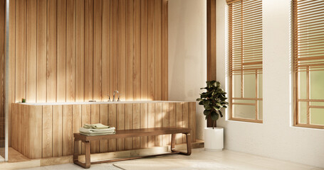 Wooden Japan bathroom modern Onsen minimal style.