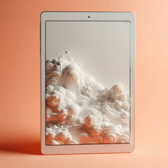 Tablet mockup on a peach background 3D iPad template