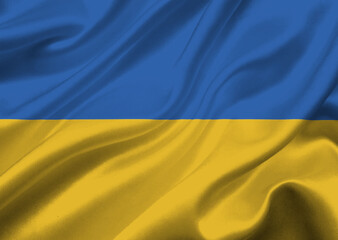 Ukraine flag waving in the wind.