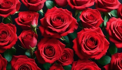 Vibrant collection of red roses petal as inspiration to create captivating visuals. Generative AI