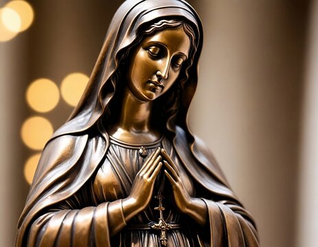 Bronze statue of the virgin mary. Generative AI