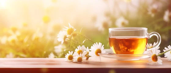 Foto op Plexiglas  cup of tea with chamomile © SYLVIA