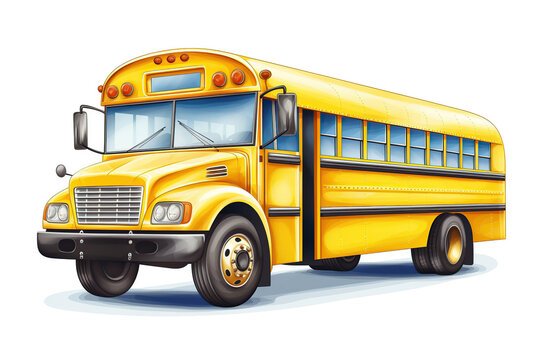 Illustration of yellow school bus isolated on white background