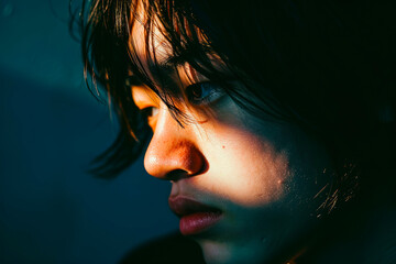 Close-Up Portrait of a Serious Asian Young Man. Portrait of a Thoughtful Teen Asian  Guy.