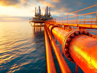 Gas pipe on marine platform.