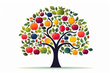 Fruit tree icon logo on white background
