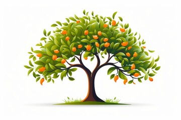 Obraz premium Fruit tree icon logo on white background