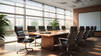 Fototapeta na wymiar Modern Conference Room for Business Presentation and Meetings. Ideal for Commerce and Office