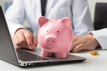 Doctor checking health savings: Medical money
