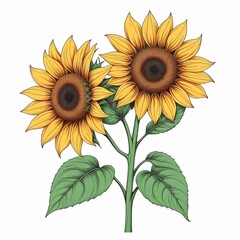 Naklejka premium Realistic sunflower icon vector isolated. Yellow sunflower blossom nature flower illustration for summer. Generative AI