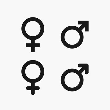 Male and female symbol set. Gender icon in trendy flat style. Vector illustration