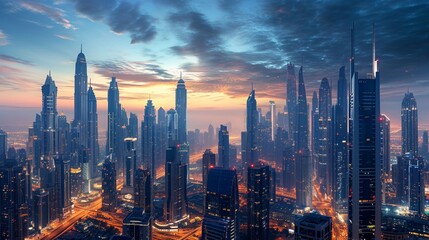 Fototapeta premium sunset over the city