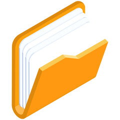 Isometric Computer Folder with Documents