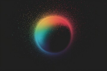 Enigmatic Orbs in the Shadows: Multicolored Spheres Fade into the Darkness, Enhanced by Grit and Grain Effects on a Black Background