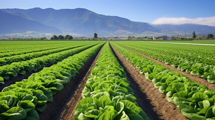 Green vegetable crop row lettuce agriculture field wallpaper