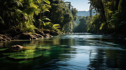 Sunny Day And Tropical River