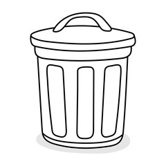 Trash can vector icon in doodle style. Symbol in simple design. Cartoon object hand drawn isolated on white background.