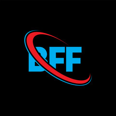 Obraz premium BFF logo. BFF letter. BFF letter logo design. Initials BFF logo linked with circle and uppercase monogram logo. BFF typography for technology, business and real estate brand.