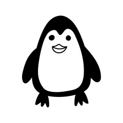 Funny penguin vector icon in doodle style. Symbol in simple design. Cartoon object hand drawn isolated on white background.
