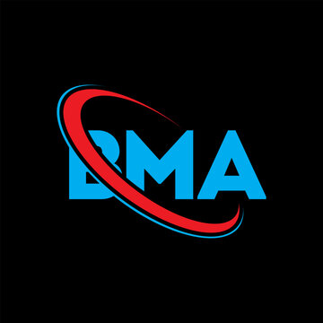 BMA logo. BMA letter. BMA letter logo design. Initials BMA logo linked with circle and uppercase monogram logo. BMA typography for technology, business and real estate brand.