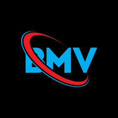 BMV logo. BMV letter. BMV letter logo design. Initials BMV logo linked with circle and uppercase monogram logo. BMV typography for technology, business and real estate brand.