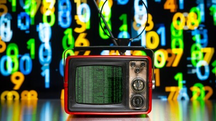 Retro television with code numbers background