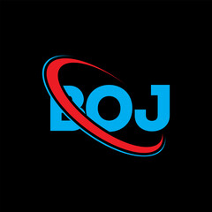 BOJ logo. BOJ letter. BOJ letter logo design. Initials BOJ logo linked with circle and uppercase monogram logo. BOJ typography for technology, business and real estate brand.