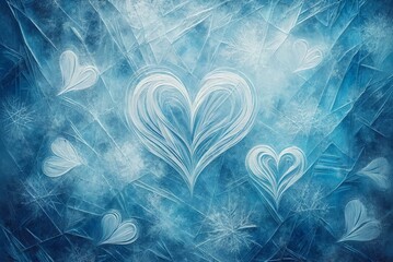 Abstract Ice Heart Illustration, Winter Love Concept