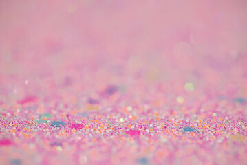 Obraz premium Mixed background, the main part is defocused and the thin focal part. Pink background with stars.