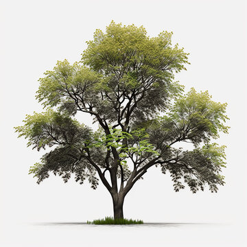 Honey locust tree isolated white background 