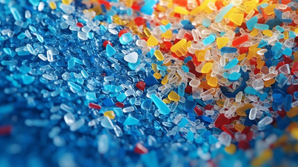 Industrial recycling new polymer plastic waste background